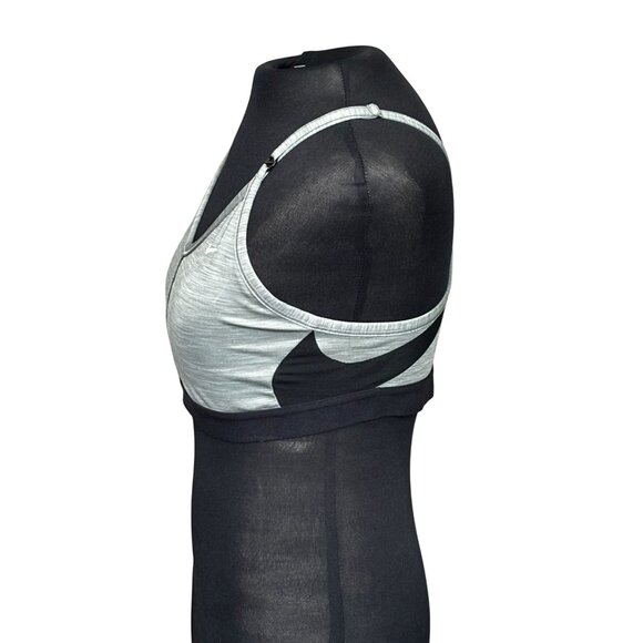 Nike Dri-Fit Gray & Black Sports Bra Size L Polyester Spandex Adjustable Straps - Picture 3 of 8
